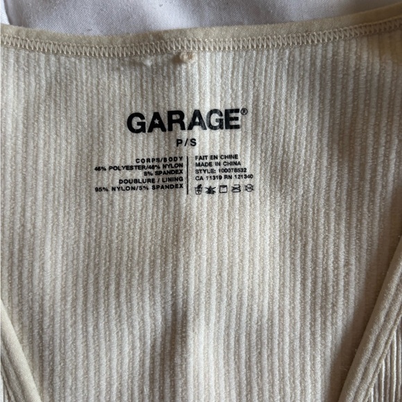 Garage Women's Beige Ribbed Crop Top - Picture 3 of 3